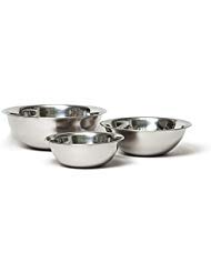 Vollrath 1098BCE Economy Stainless Steel Mixing Bowl Set  1.5-Quart  3-Quart  and 5-Quart  26-Gauge  Mirror Finish  Beaded Edge  Flat Bottom  Nesting  Dishwasher Safe