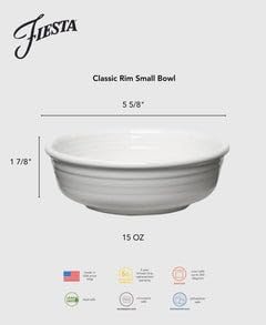 Fiesta® Classic Rim Small Bowl  15oz (5.625") – Durable Ceramic  Lead-Free  Dishwasher/Microwave/Oven Safe – Made in USA Dinnerware - Scarlet