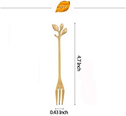 AnSaw 10-Piece Gold Mini Leaf Dessert Forks Set - 4.7" Elegant Stainless Steel Fruit  Appetizer  Cake & Salad Forks - Perfect for Cocktail Parties & Home Use