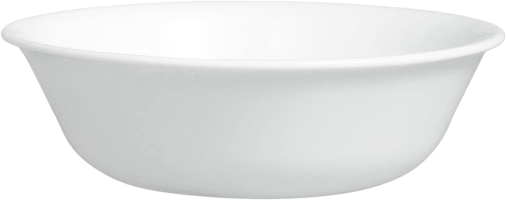 Corelle Vitrelle 4-Pieces 18-Oz Soup/Cereal Bowls Chip & Crack Resistant Glass Dinnerware Set Bowls  Winter Frost White