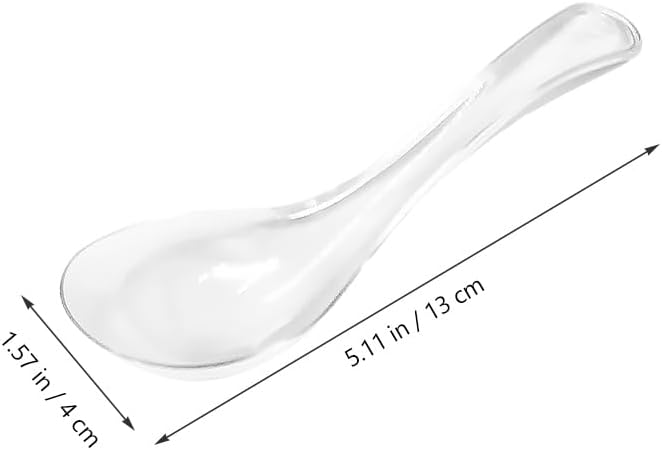 VOSAREA 2pcs Clear Glass Spoons Asian Soup Spoons Glass Foods Spoons Chinese Soup Spoons Asian Rice Spoon Japanese Wonton Soba Ramen Noodle Spoon