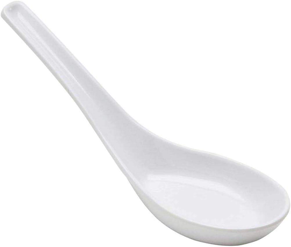 JapanBargain 3421  Pack of 4 Asian Soup Spoons – Japanese Chinese Ramen Pho Wonton Rice Miso Spoon Set  White  Professional Melamine  5.5 Inch