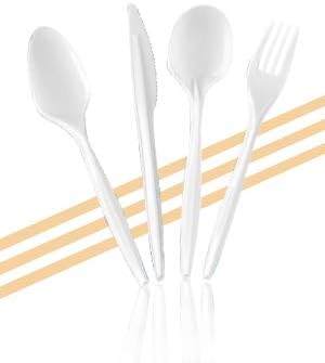 [400 Count] Settings Plastic White Soup Spoons  Practical Disposable Cutlery  Great For Home  Office  School  Party  Picnics  Restaurant  Take-out Fast Food  Outdoor Events  Or Every Day Use  1 Box