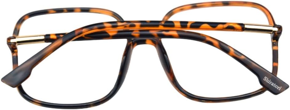 Shiratori Woman's New Retro Blue Light Blocking Glasses Big frame Nerd Eyeglasses Frame Anti Blue Ray Computer Game Glasses Leopard