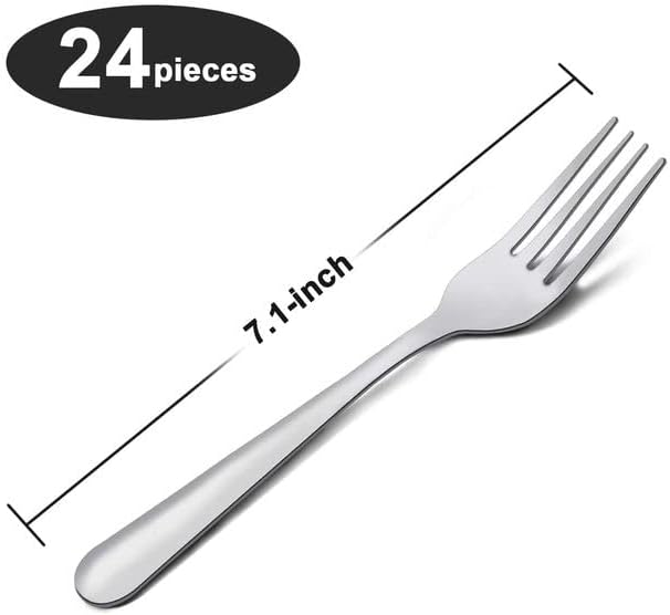Unokit 24-Piece Stainless Steel Dinner Forks Silverware - 7.1 Inch Silver Dinner Forks Set of 24  Forks Set  Flatware Forks for Home  Kitchen or Restaurant  Mirror Polished  Dishwasher Safe