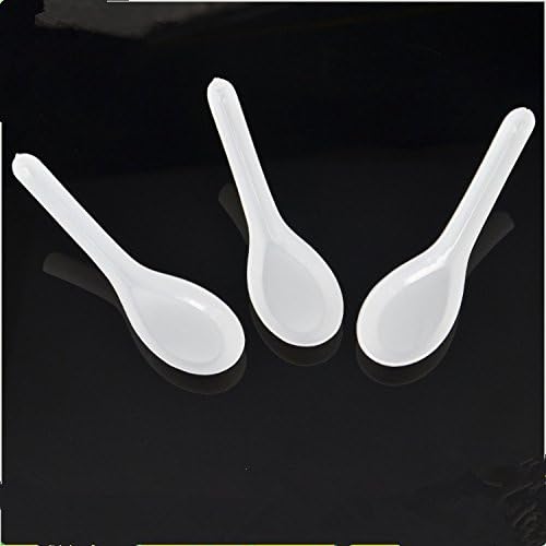 100 Pack Disposable Asian Soup Spoons Chinese Soup Spoons Plastic Disposable White