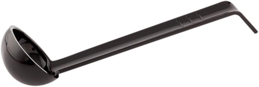 Restaurantware 1 Ounce Serving Ladle 1 Hook Handle Portion Ladle - Dishwasher-Safe Reusable Black Plastic Gravy Ladle For Stirring Pouring And Serving