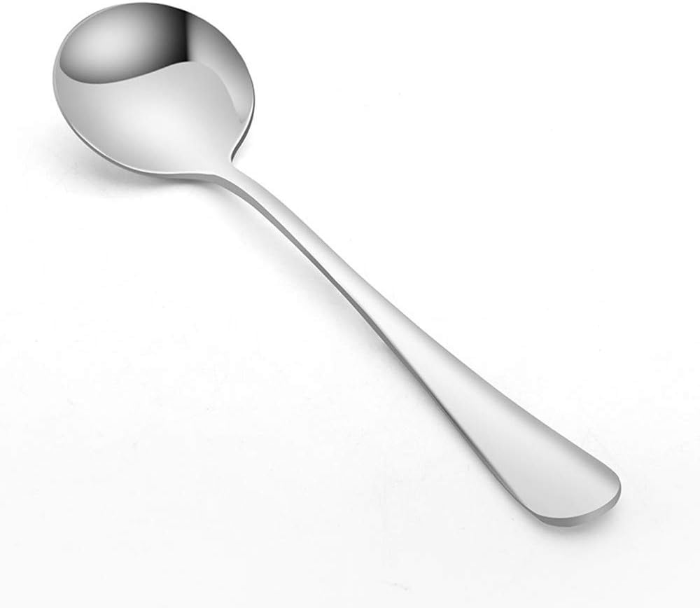 10 Piece Soup Spoon Round Stainless Steel Bouillon Spoons Round Spoons 6.7 inch