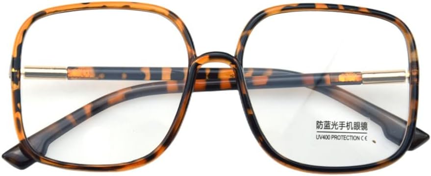 Shiratori Woman's New Retro Blue Light Blocking Glasses Big frame Nerd Eyeglasses Frame Anti Blue Ray Computer Game Glasses Leopard