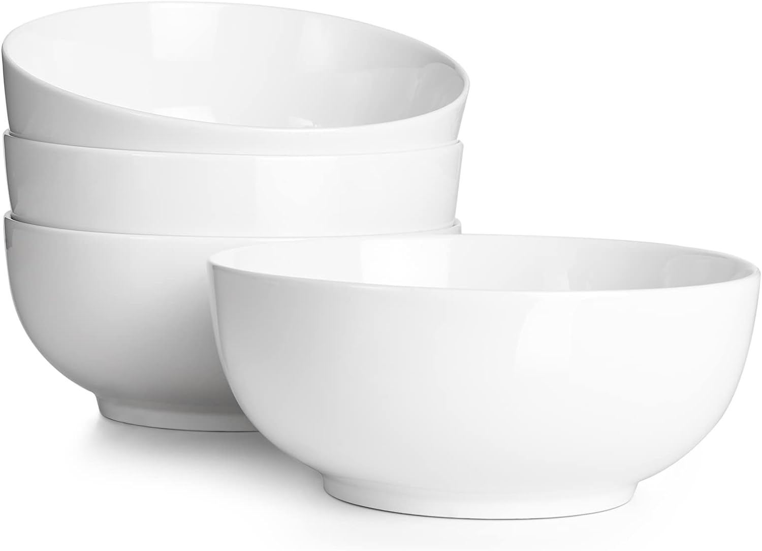 DOWAN 39 OZ Soup Bowls Set of 4 - Large Cereal Bowls  White Ceramic Big and Deep Ramen Bowls for Noodle  Pasta  Salad  Mixed Fruit - Dishwasher & Microwave Safe