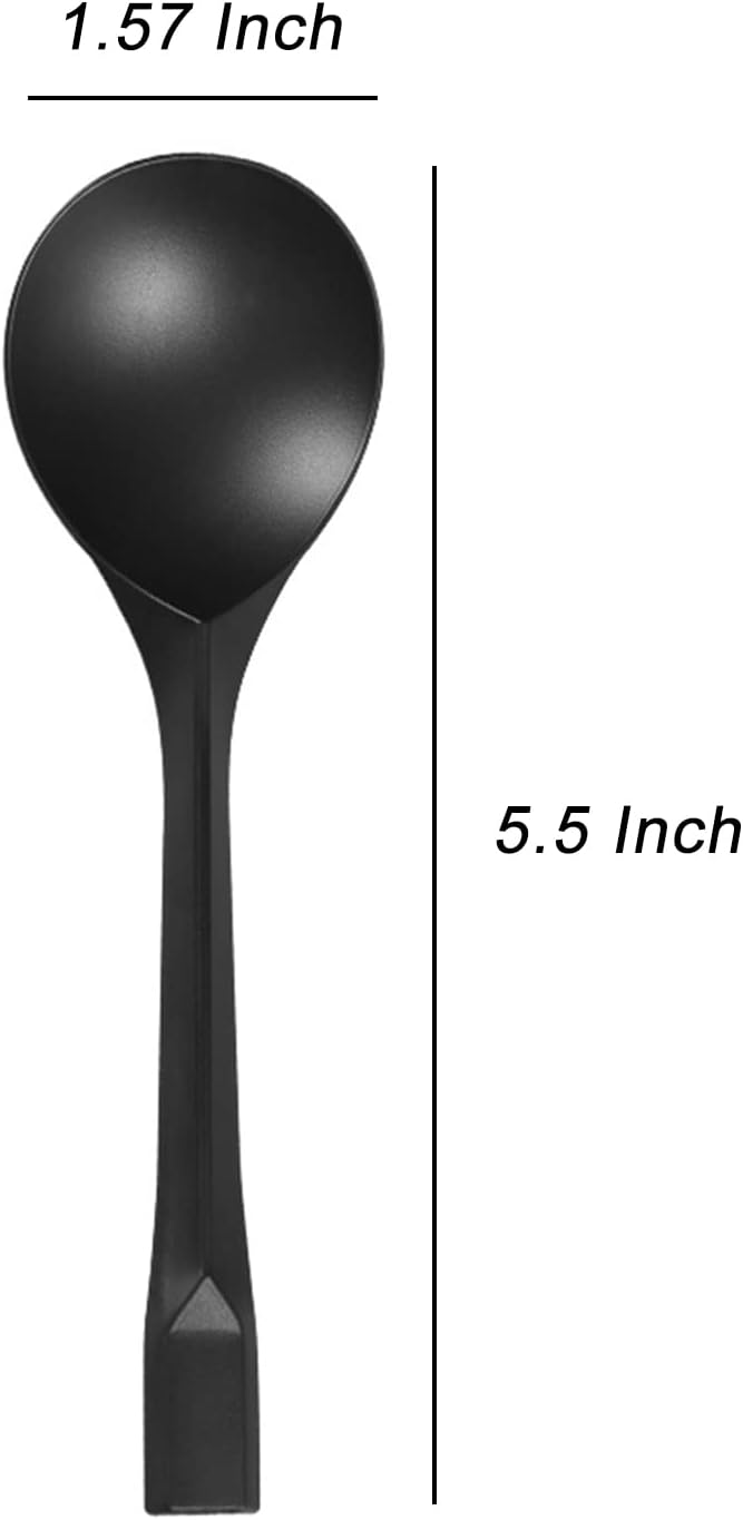 Plastic Dessert Spoons Disposable Heavy Duty Black Soup Spoons for Party Office Restaurants Events Utensils 5.5 x 1.57 Inch Black 100 Pieces.