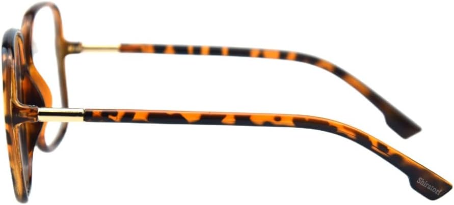 Shiratori Woman's New Retro Blue Light Blocking Glasses Big frame Nerd Eyeglasses Frame Anti Blue Ray Computer Game Glasses Leopard