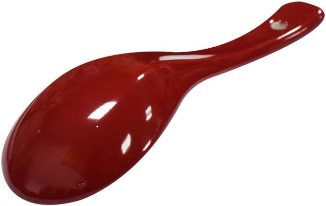 Dark Red 6 pcs Porcelain Soup Spoon Round-Bottom Asia Ceramic Rice Spoons Chinese Won Ton Spoons for Home Kitchen Restaurant