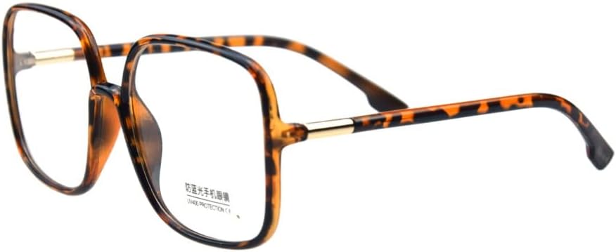 Shiratori Woman's New Retro Blue Light Blocking Glasses Big frame Nerd Eyeglasses Frame Anti Blue Ray Computer Game Glasses Leopard