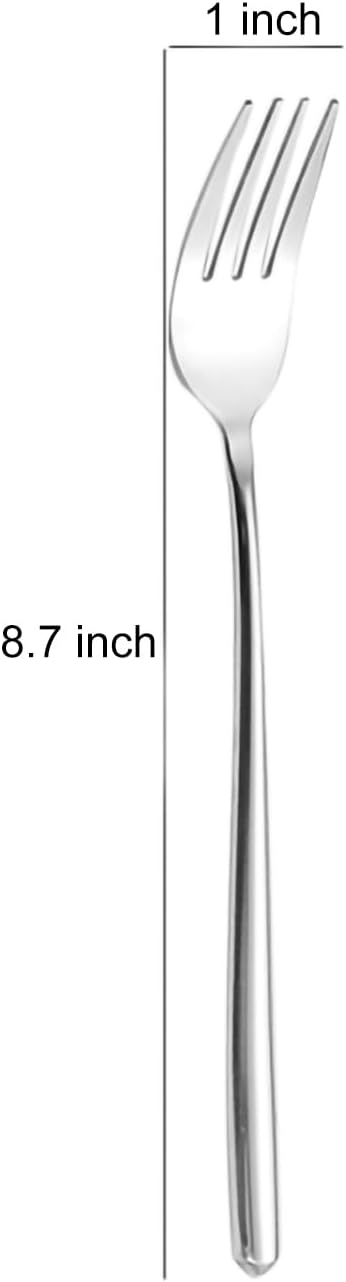 Long handle Dinner Forks Stainless Steel Round handle Dinner Forks Korean Long handle Dessert Forks Silver Pack of 4