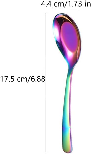 5 PCS Stainless Steel Mirror Finish Soup & Dessert Spoons for Soup  Rice  Tea  Milk  Coffee & Ice Cream（Golden）