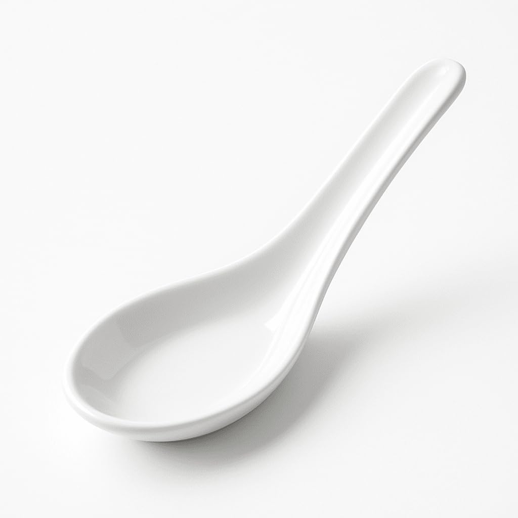 Asian Soup Spoons Set - Durable Melamine Spoon for Ramen  Miso  Japanese & Chinese Soups - Comfortable Grip  Dishwasher Safe & Long-Lasting - Perfect for Home & Restaurant Use | One Set/ 6PCS