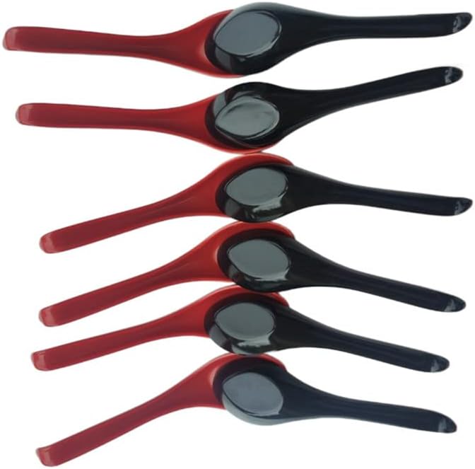 Plastic Large Soup Spoons with Long Handle  Red and Black Wonton Rice Spoons for Noodles Chinese Won Ton (12 Pack)
