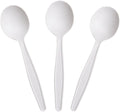 Eco-Friendly 6" Disposable Soup Spoons - 50 Pack Heavy Duty Disposable Silverware  Extra-Length Cornstarch Serving Spoons for Hot Soup  Ice Cream Chili  Parties (Ivory)