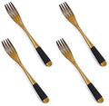 JapanBargain Japanese Style Wooden Dinner Forks  Set of 4  7-3/4 Inch Cherry Wood Dessert & Salad Forks  Reusable Lightweight Utensils with Wrapped Handle for Snacks Fruit Appetizers