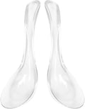 VOSAREA 2pcs Clear Glass Spoons Asian Soup Spoons Glass Foods Spoons Chinese Soup Spoons Asian Rice Spoon Japanese Wonton Soba Ramen Noodle Spoon