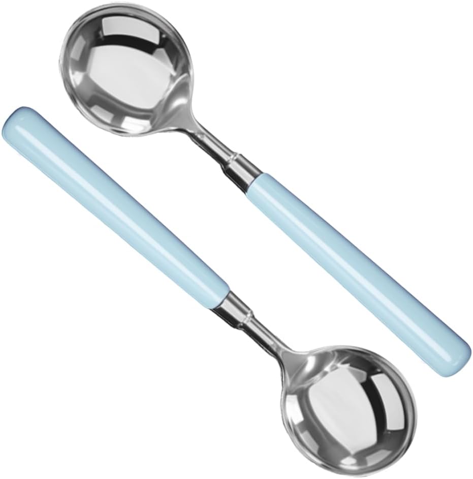 Stainless Steel Soup Spoons Ceramic Handle Spoon  Korean Dessert Spoon Mirror Polishing Cutlery  7.3 Inches