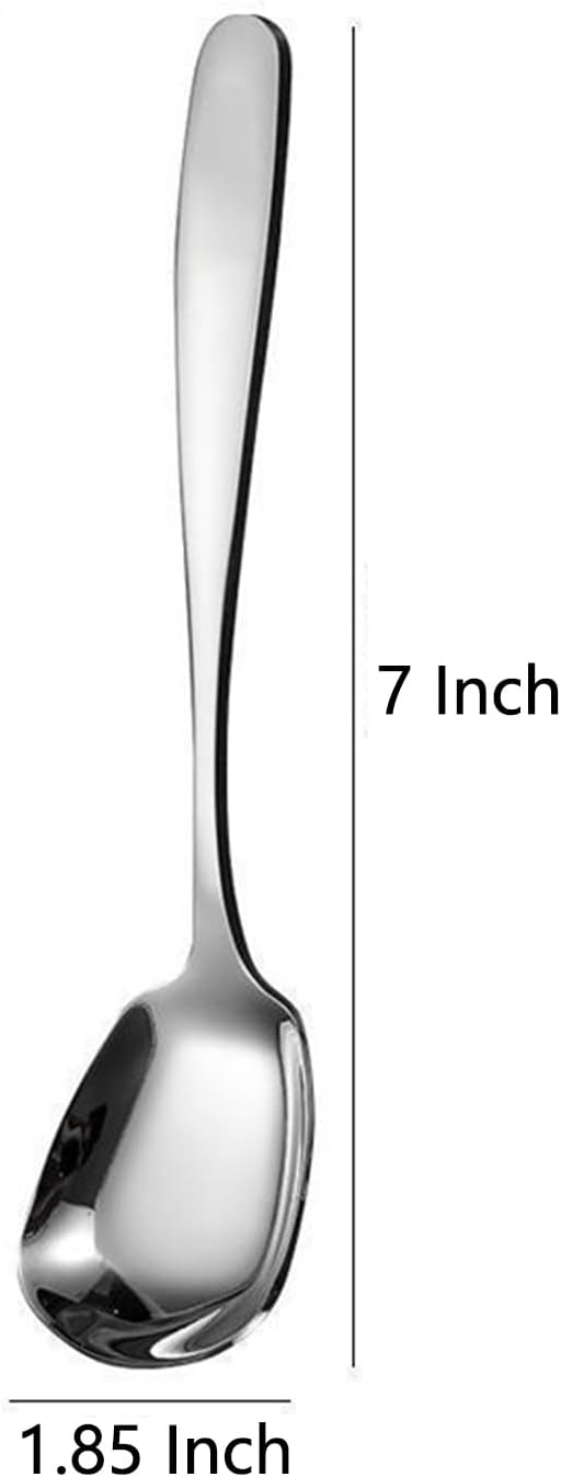 Square Head Spoons  Korean style Square Sugar Spoon Thick Heavy Stainless Steel Soup Spoons Table Spoons Flat Square Spoon 7 Inch Set of 4.