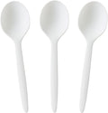 GreenWorks 100 Count 6.5" Large Compostable Soup Spoons BPI Certified Heavy Duty Disposable Cutlery Soup Spoons