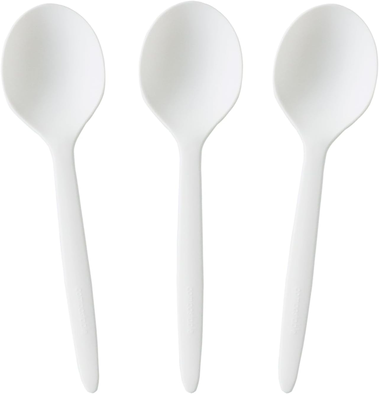 GreenWorks 100 Count 6.5" Large Compostable Soup Spoons BPI Certified Heavy Duty Disposable Cutlery Soup Spoons