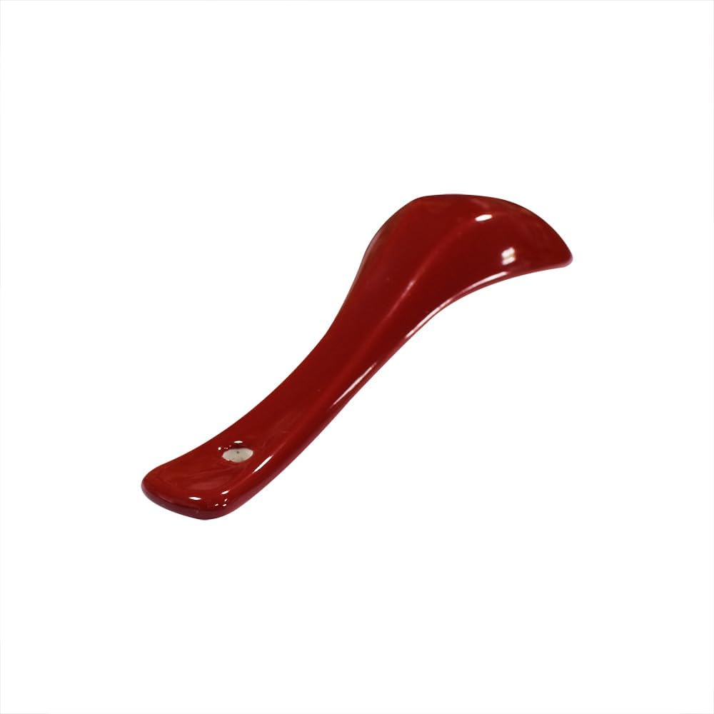 Dark Red 6 pcs Porcelain Soup Spoon Round-Bottom Asia Ceramic Rice Spoons Chinese Won Ton Spoons for Home Kitchen Restaurant