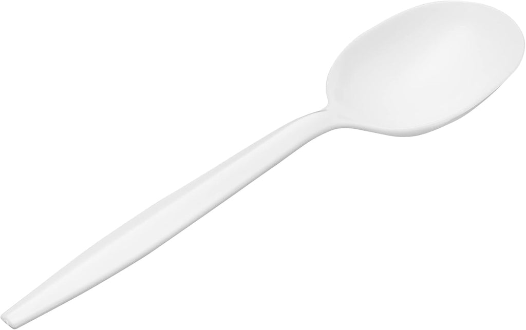 1 000 Plastic Disposable Soup Spoons Bulk White Medium Weight Disposable Silverware Plastic Cutlery Spoons