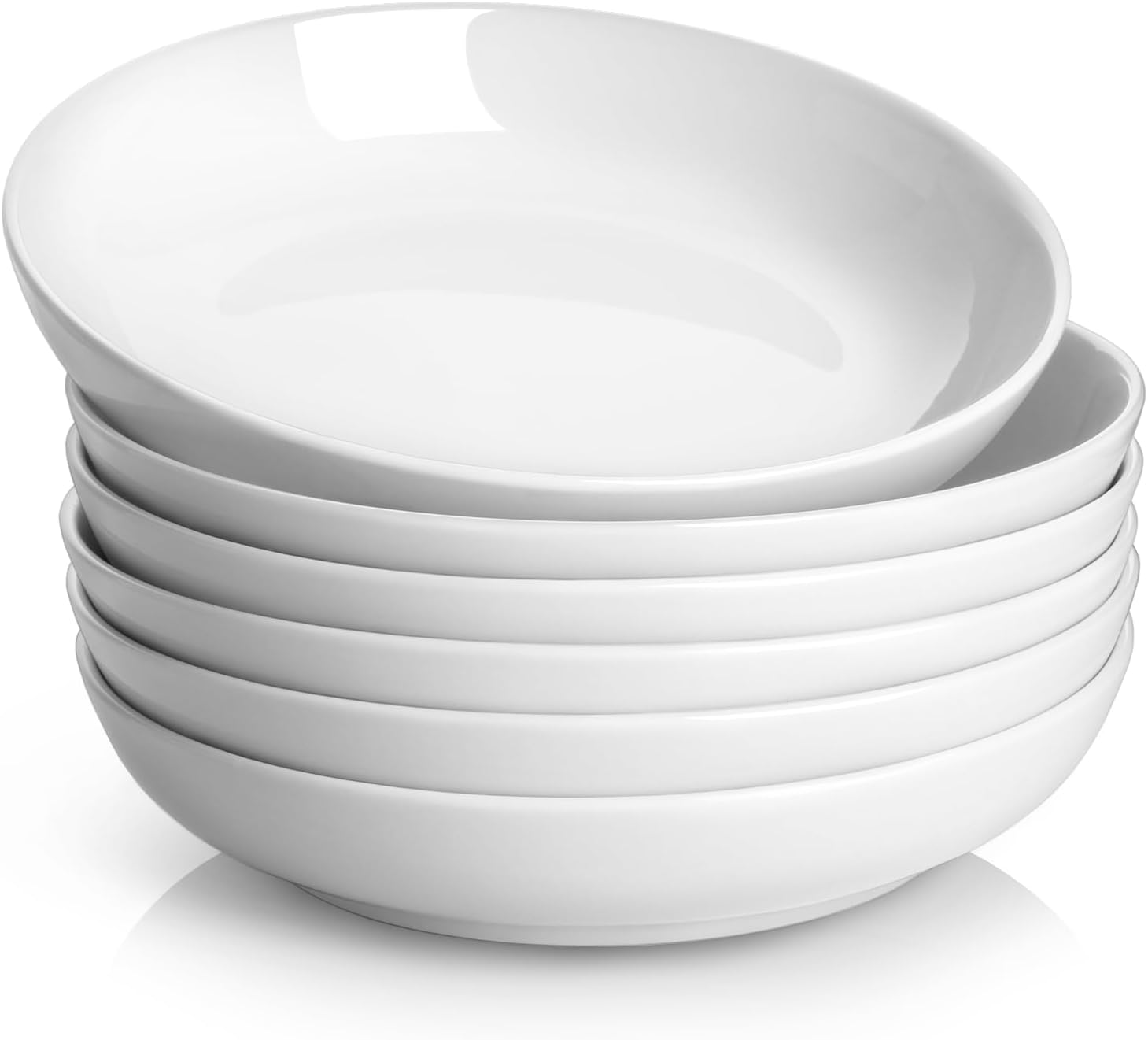 Y YHY Pasta Bowls  30oz Salad Bowls White Soup Bowls Large Pasta Serving Bowl Porcelain Pasta Plates Wide and Shallow Bowls Set of 6 Microwave Dishwasher Safe Valentines Day Gift
