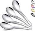 Kyraton Soup Spoons 4 Pieces  Stainless Steel Thick Heavy Weight Table Spoons  Asian Chinese Japanese Spoon Set for Cereal Ramen Dishwasher Safe