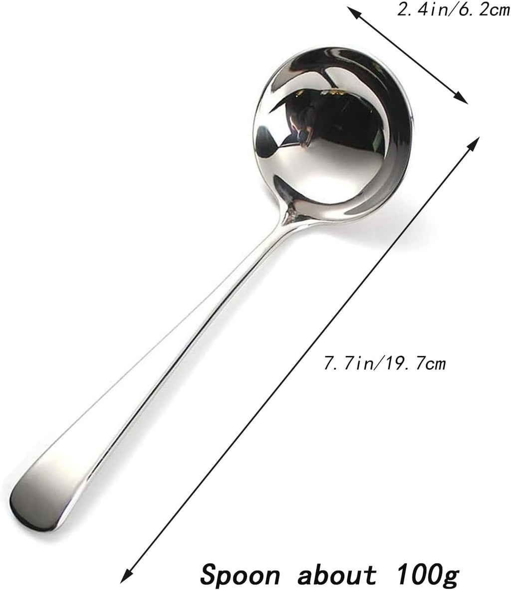 Zjunhm Small Soup and Gravy Ladles - 304 Stainless Steel  7.7 Inches  2-Piece Set - Dishwasher Safe (Silver)