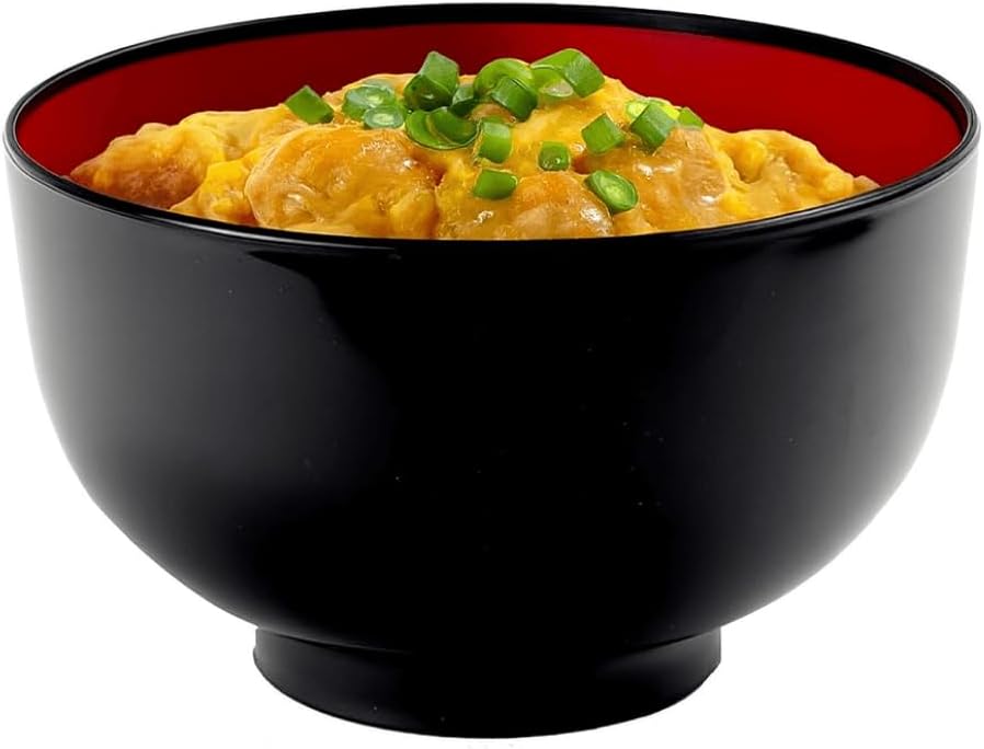 JapanBargain  Authentic Japanese Plastic Ramen Bowl  Black and Red Lacquered Style Noodle Soup Bowl  Made in Japan  Food Safe BPA Free  Microwave and Dishwasher Safe  38 oz