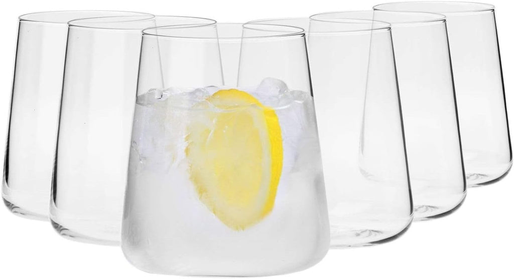 Krosno Water Juice Drinking Glasses  Set of 6  12.9 oz  Avant-Garde Collection  Crystal Glass  Lightweight Everyday Drinking Glasses  Multi-Purpose  Dishwasher Safe  Made in Europe