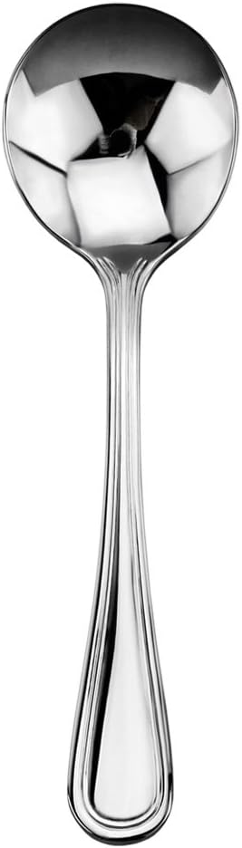New Star Foodservice 58185 Slimline Pattern  18/0 Stainless Steel  Bouillon Spoon  5.7-Inch  Set of 12