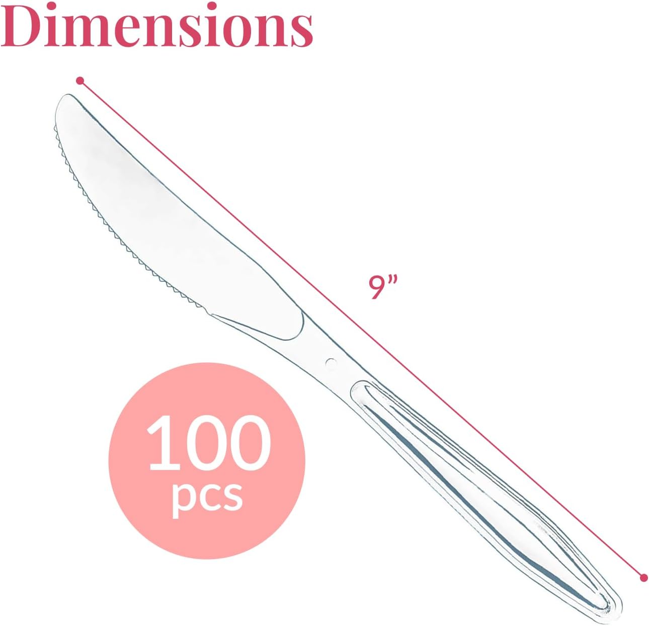 Prestee 100 Pack Plastic Silverware Knives - Heavy Duty  Clear Plastic Knives for Parties  Catering  and Events - Durable and Elegant Disposable Knife Utensils for Weddings  Dinners  and Celebrations