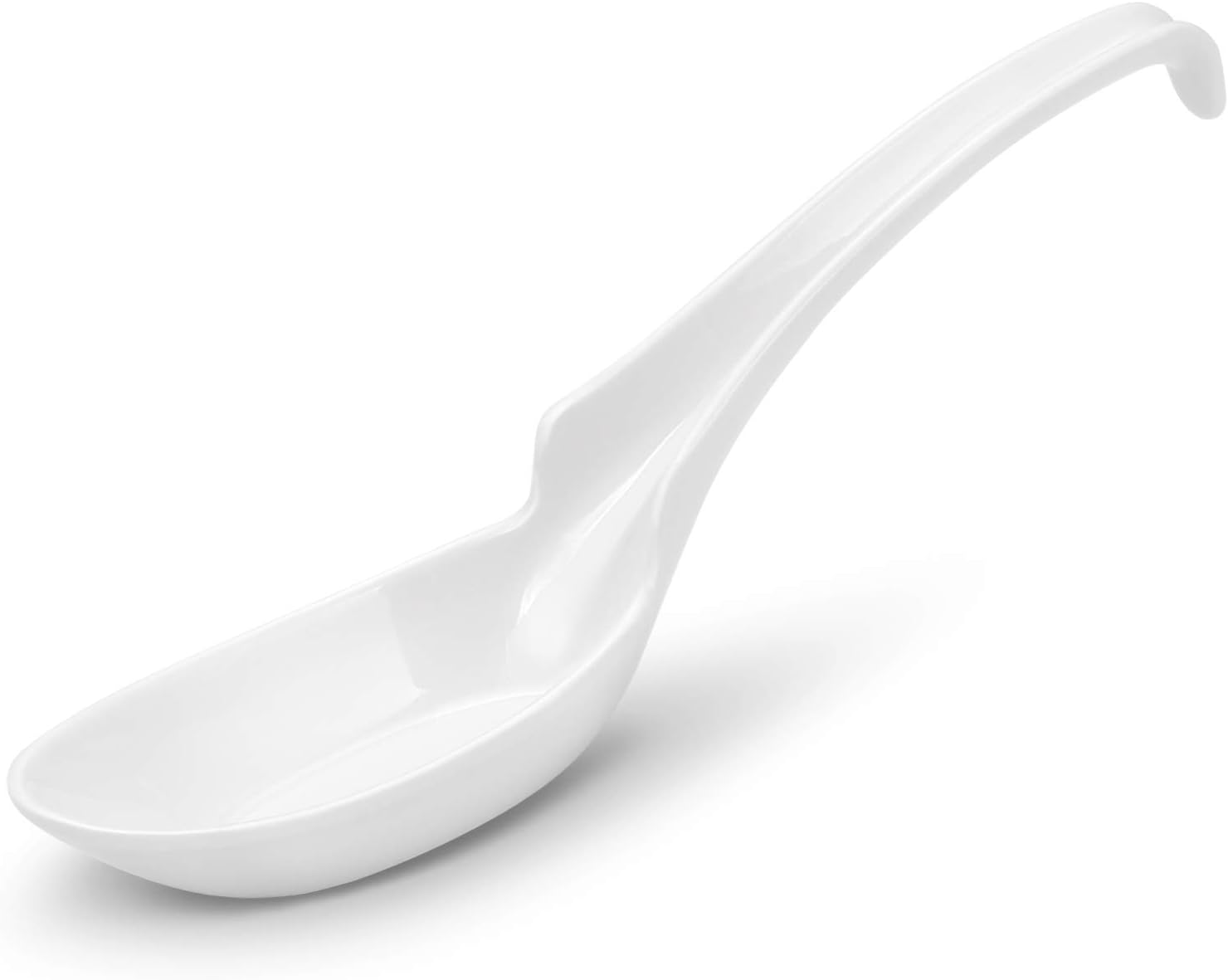 Hiware 12-piece Asian Soup Spoons  Rice Spoons  Chinese Won Ton Soup Spoon - Notch and Hook Style  White
