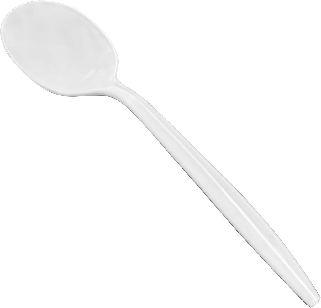 1000PCS Disposable Plastic Spoons Silverware Bulk Soup Spoon White Reusable Heavy Duty Disposable Cutlery Plastic Utensils Flatware for Home Restaurant Party Picnic Camping Travel (Soup Spoon-1000pcs)