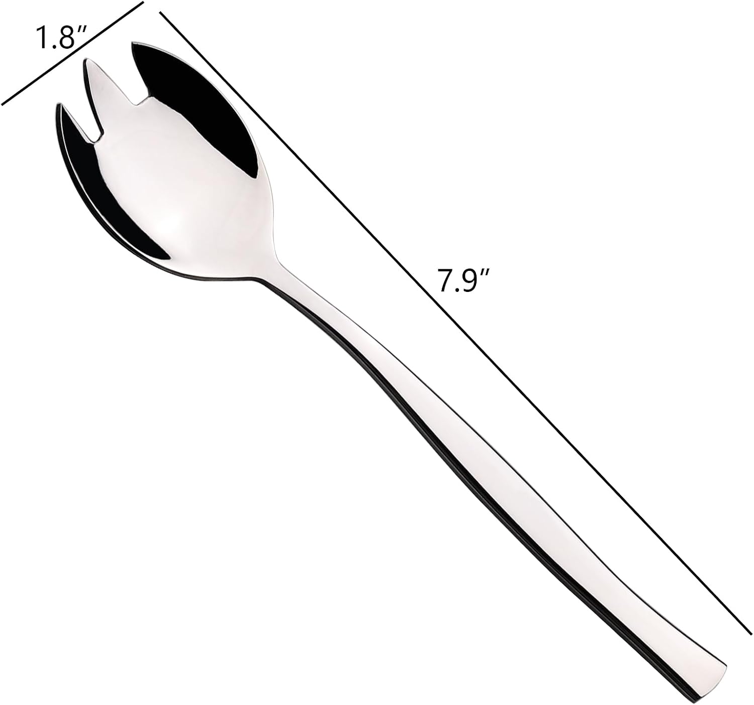 6-Piece Silver Stainless Steel Sporks  7.9 INCH Stainless Steel Spoon Sporks  Ice Cream Spoon & Salad Forks Flatware Set