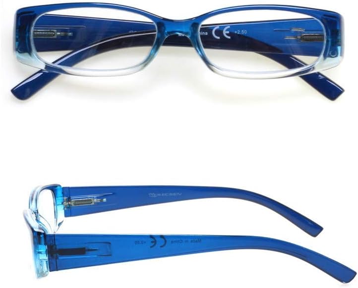 5 Pack Spring Hinge Reading Glasses Rectangular Fashion Quality Readers for Men and Women (5 Pack Mix  1.25)Medium