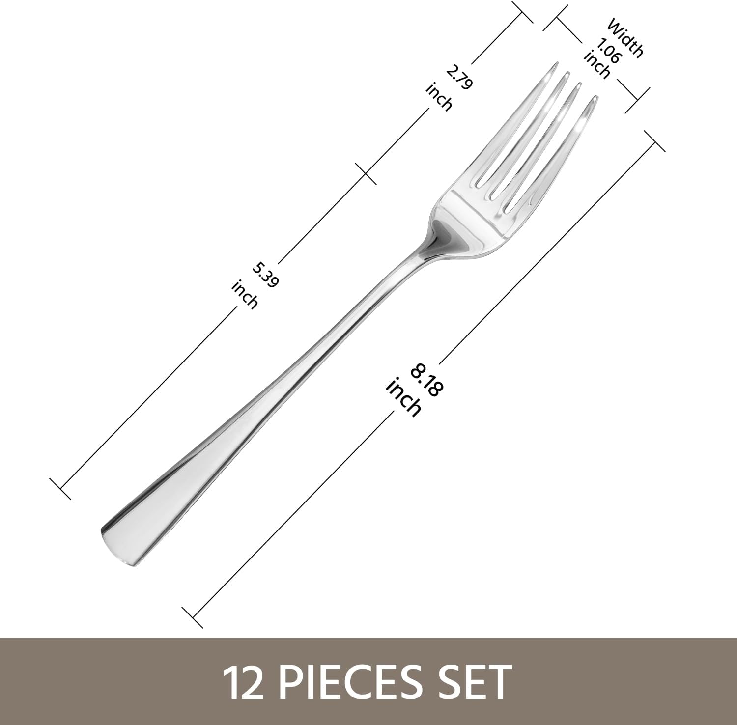 KINGSTONE 12 Piece Dinner Forks Set  18/10 Stainless Steel Forks  Silver Food Grade Fork Set of 12  Metal Forks for Home  Kitchen  Weddings  Parties or Restaurant  Dishwasher Safe-8.18inches
