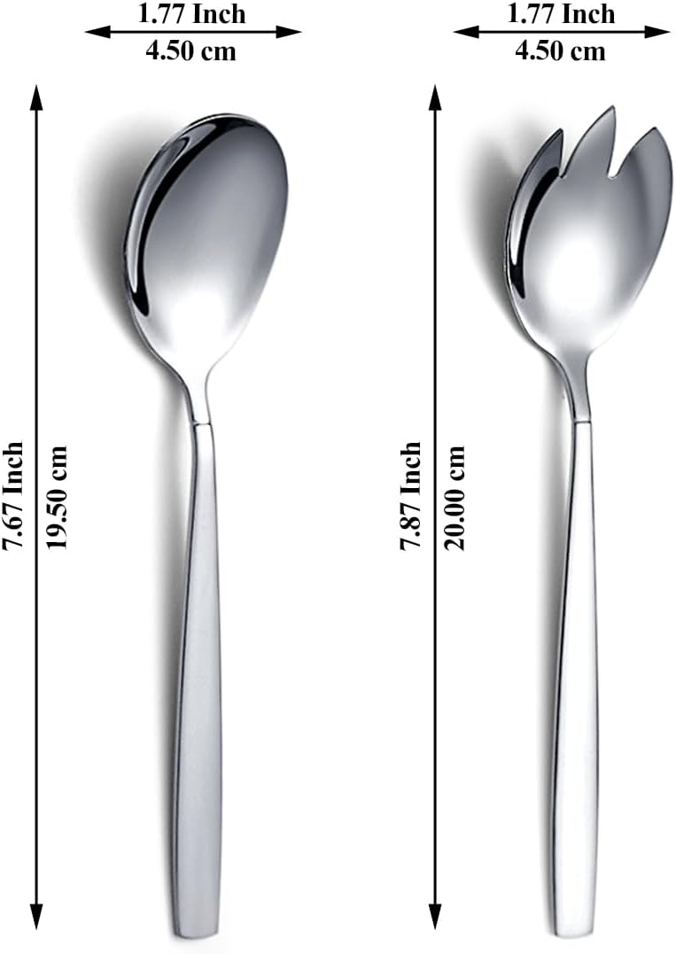 Evanda 4-Piece Salad Server Set  Stainless Steel Serving Set  Spoon  Servers  Fork  Dishwasher Safe
