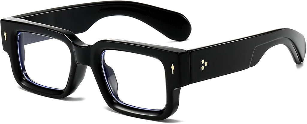 EYLRIM Square Thick Frame Glasses for Women Men Chunky Rectangle Blue Light Glasses Non Prescription Eyeglasses