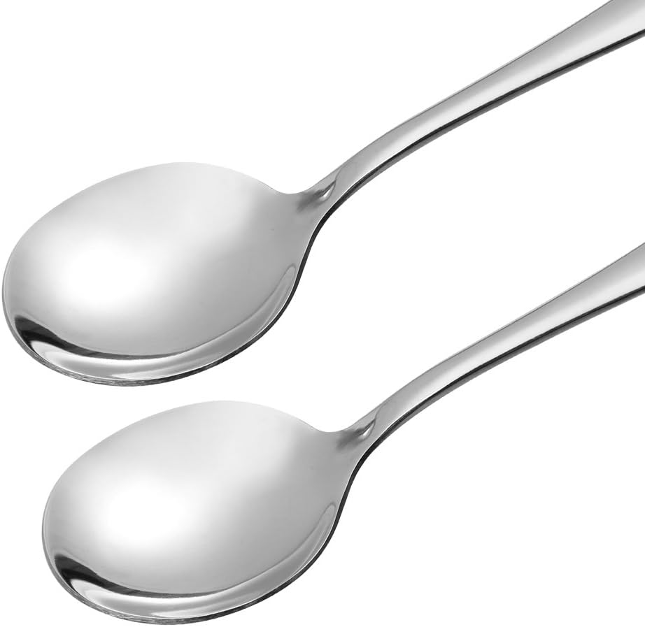 Large Soup Spoons/Stainless Steel Bouillion Spoons 12-Piece 7.7 Inches