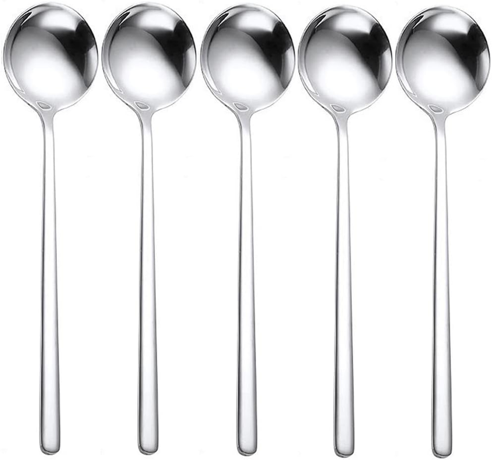 Spoons Silverware Set 5-Pack Korean Spoon 7.7 Inch 18/8 Stainless Steel Table Soup Spoons for Home  Kitchen  or Restaurant Flatware Set  Dishwasher Safe