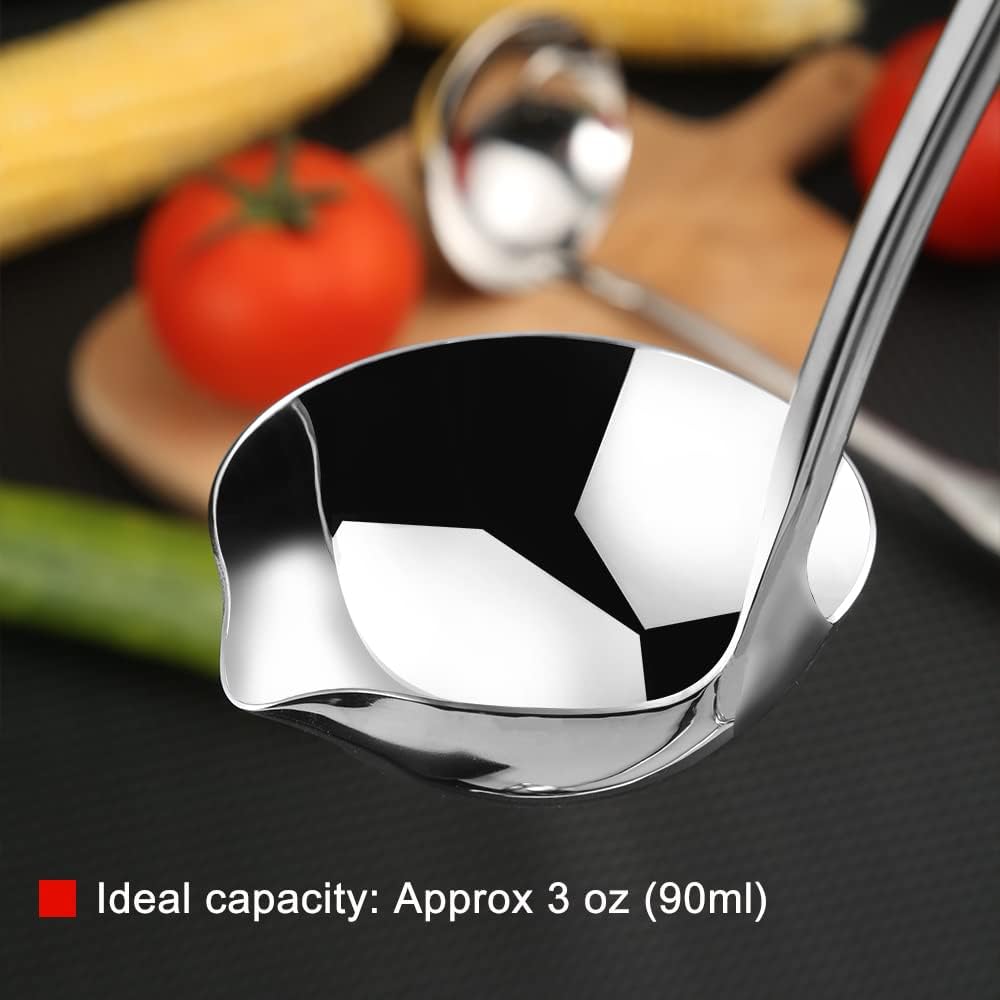 Kitchen Soup Ladle 304 Stainless Steel Punch Metal Luminous Ladell Spoons With Pour Spout Gravy Ladles for Serving Cooking Canning 11.8 inch
