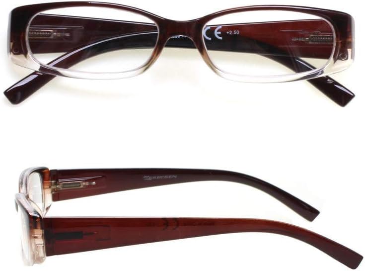 5 Pack Spring Hinge Reading Glasses Rectangular Fashion Quality Readers for Men and Women (5 Pack Mix  1.25)Medium