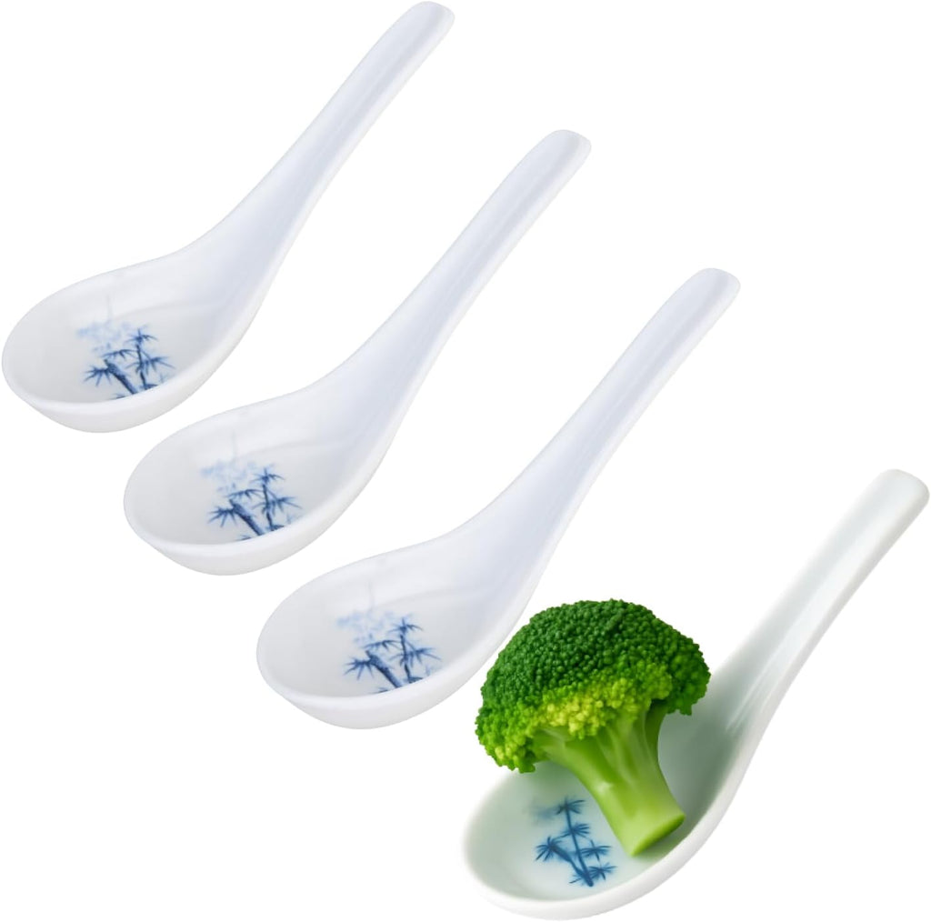 JapanBargain 2323x4 Set of 4 White Bamboo Japanese Soup Spoons  5 Inch Ramen Pho Wonton Miso Rice Spoons